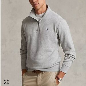 Polo Ralph Lauren $138 Heather Gray HalfZip Pullover Polo‎ Sweatshirt Sz XXL EUC
